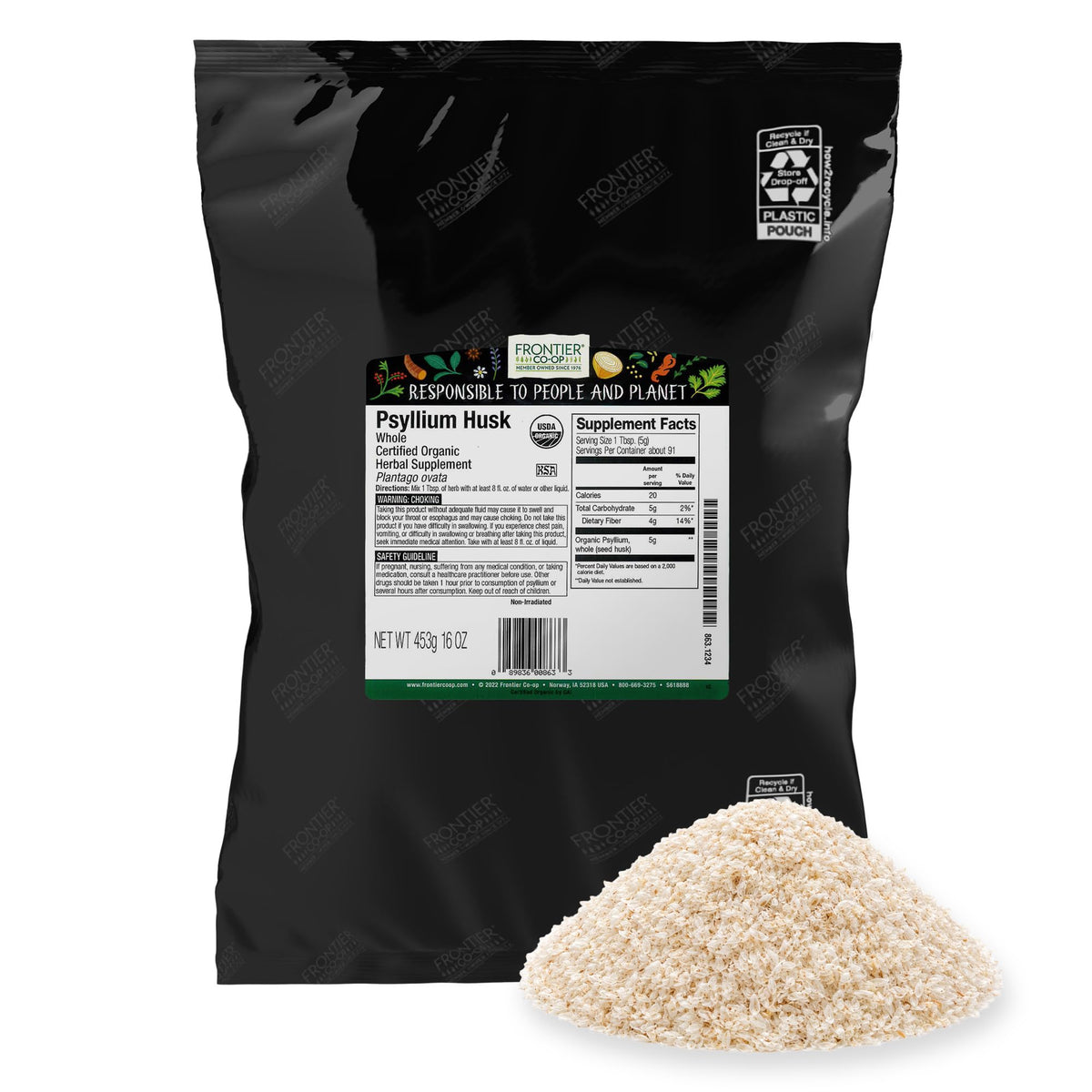 Organic Whole Psyllium Husk 16 Ounce A117