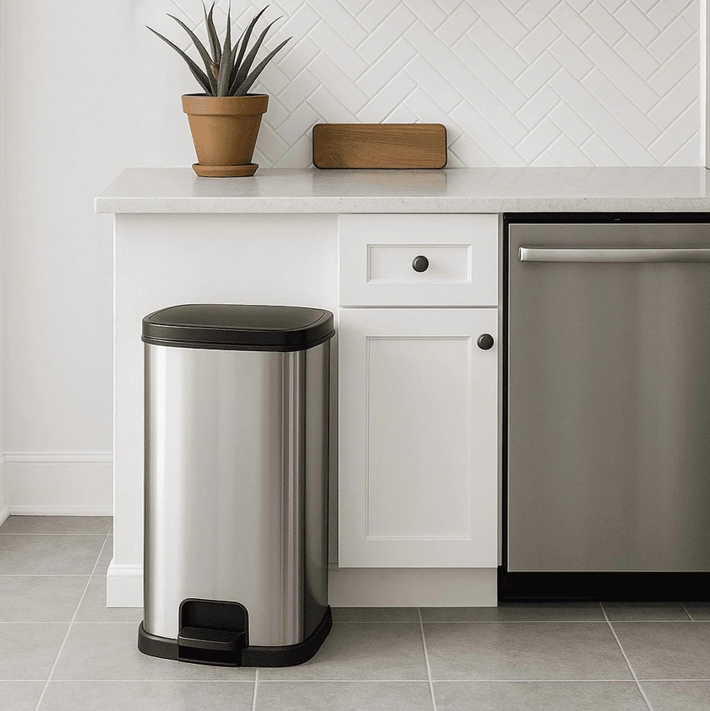 13 Gal Stainless Silver Step Trash Can J426