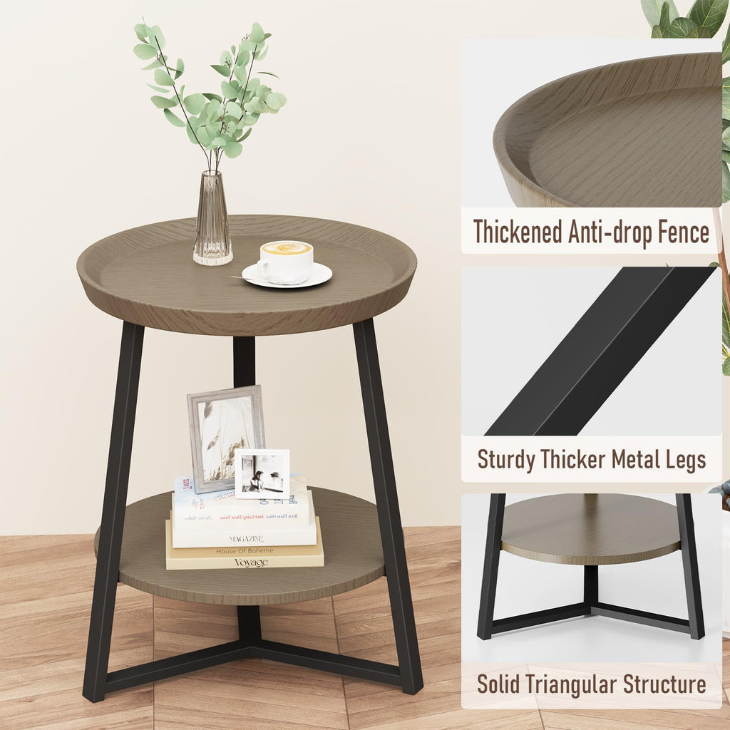 Round 2 Tier End Table with Storage Shelf C454126