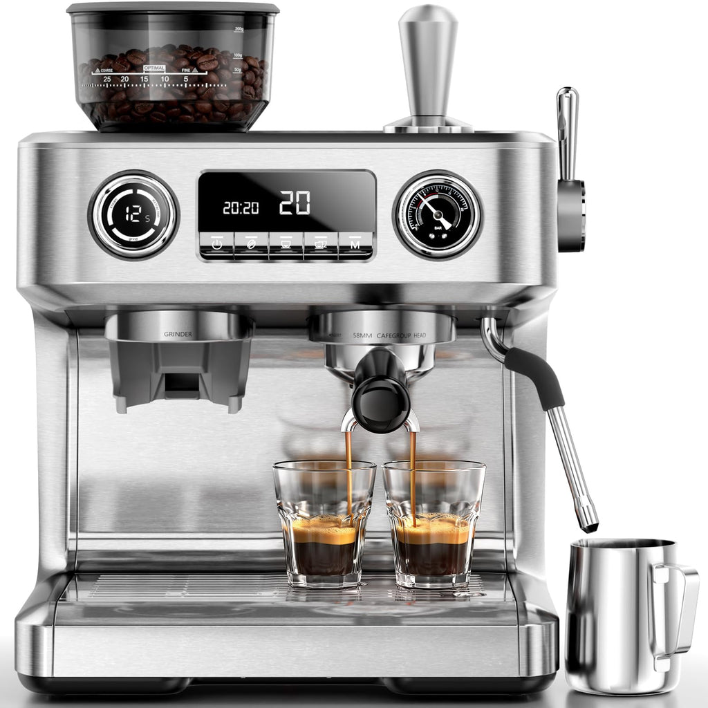 20 Bar Dual Boiler Espresso Machine with Grinder & Milk Steamer K710
