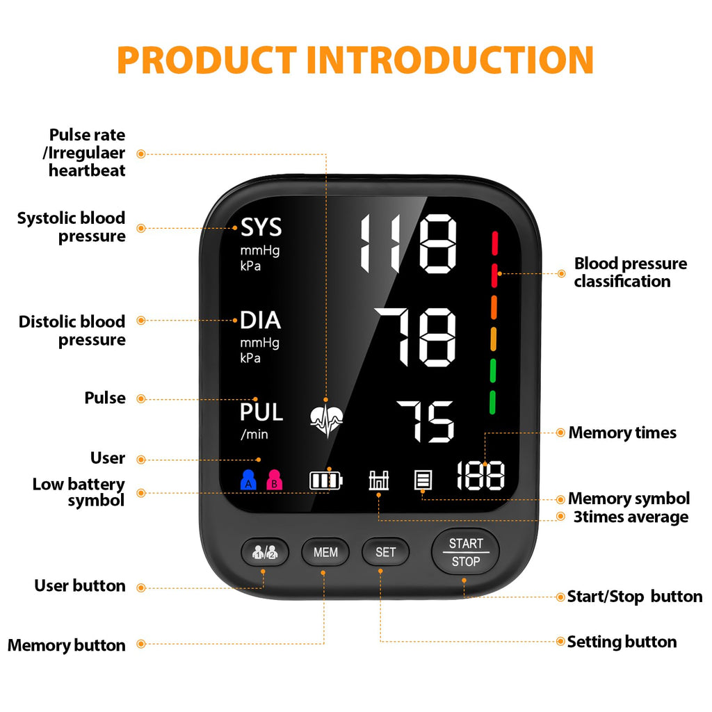 Automatic Upper Arm Blood Pressure Monitor with Adjustable Large Cuff Q753102