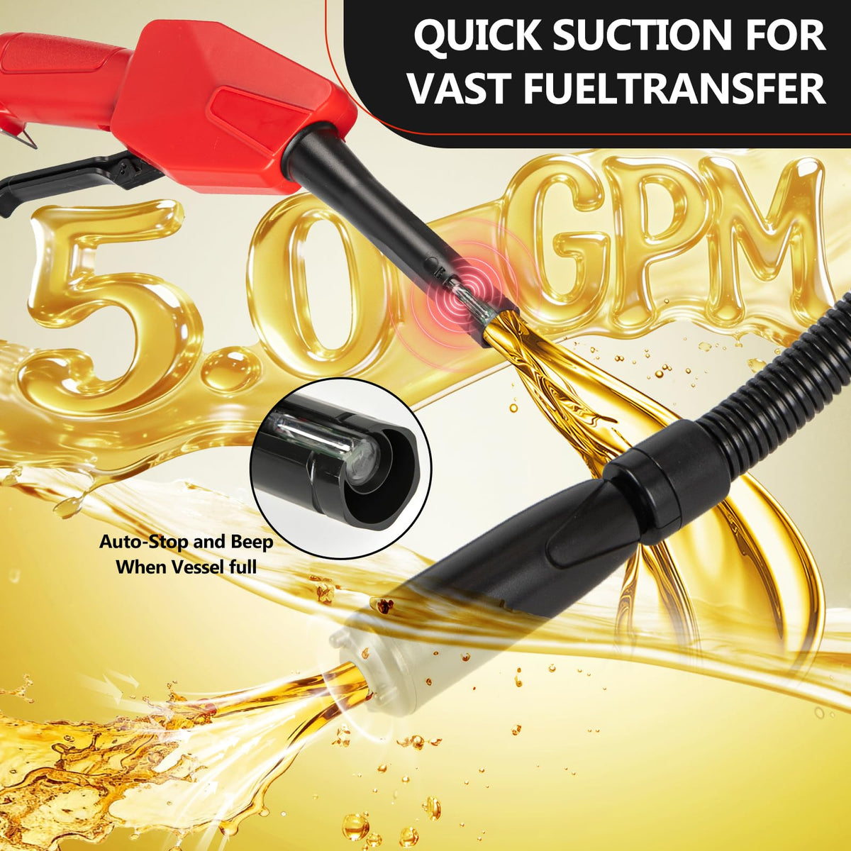 Cordless Gas Pump with Auto-Stop & Hand Nozzle, 51" Hose K60259