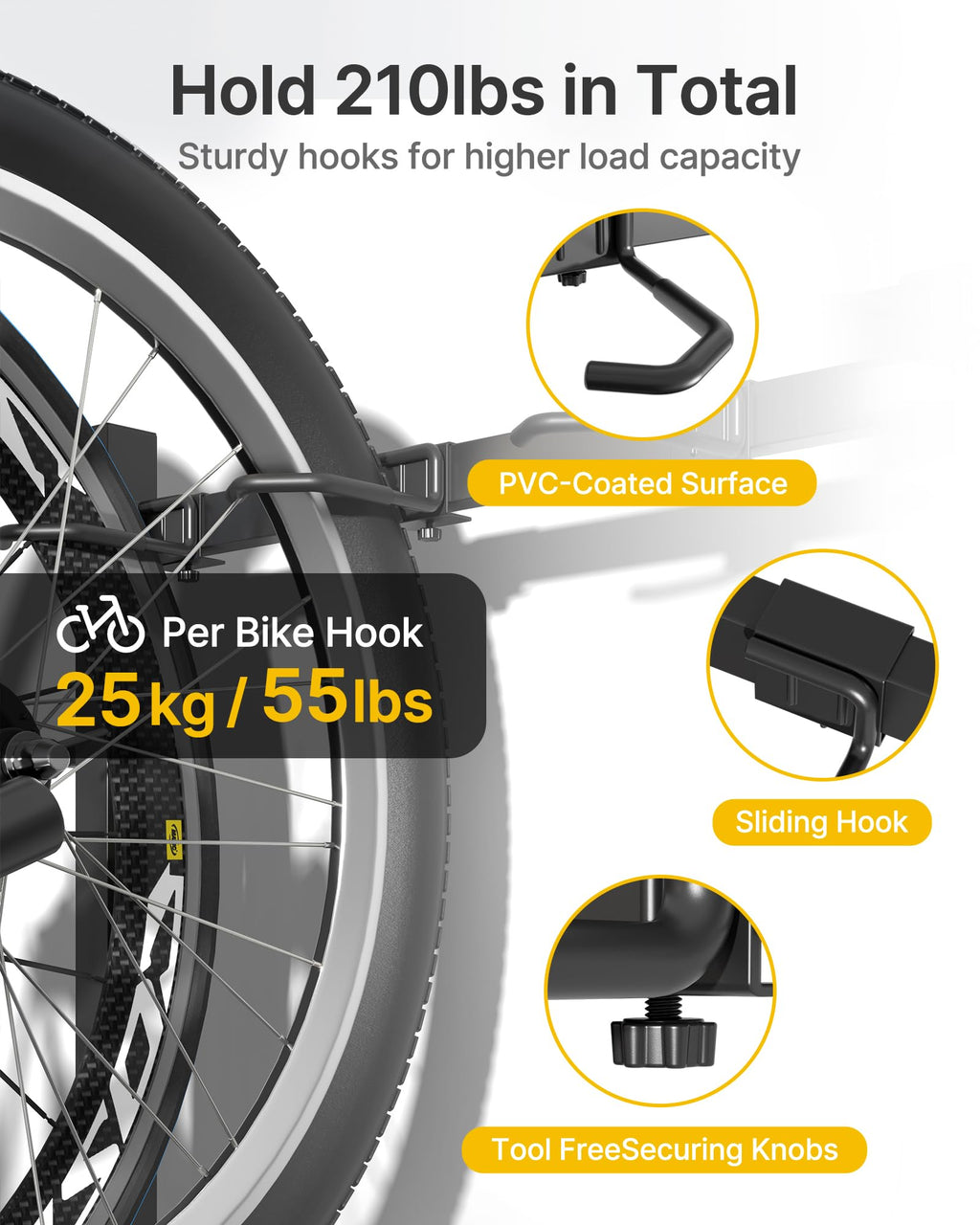 Freestanding Bike Storage Rack with Wheels for 3 Bikes M160060