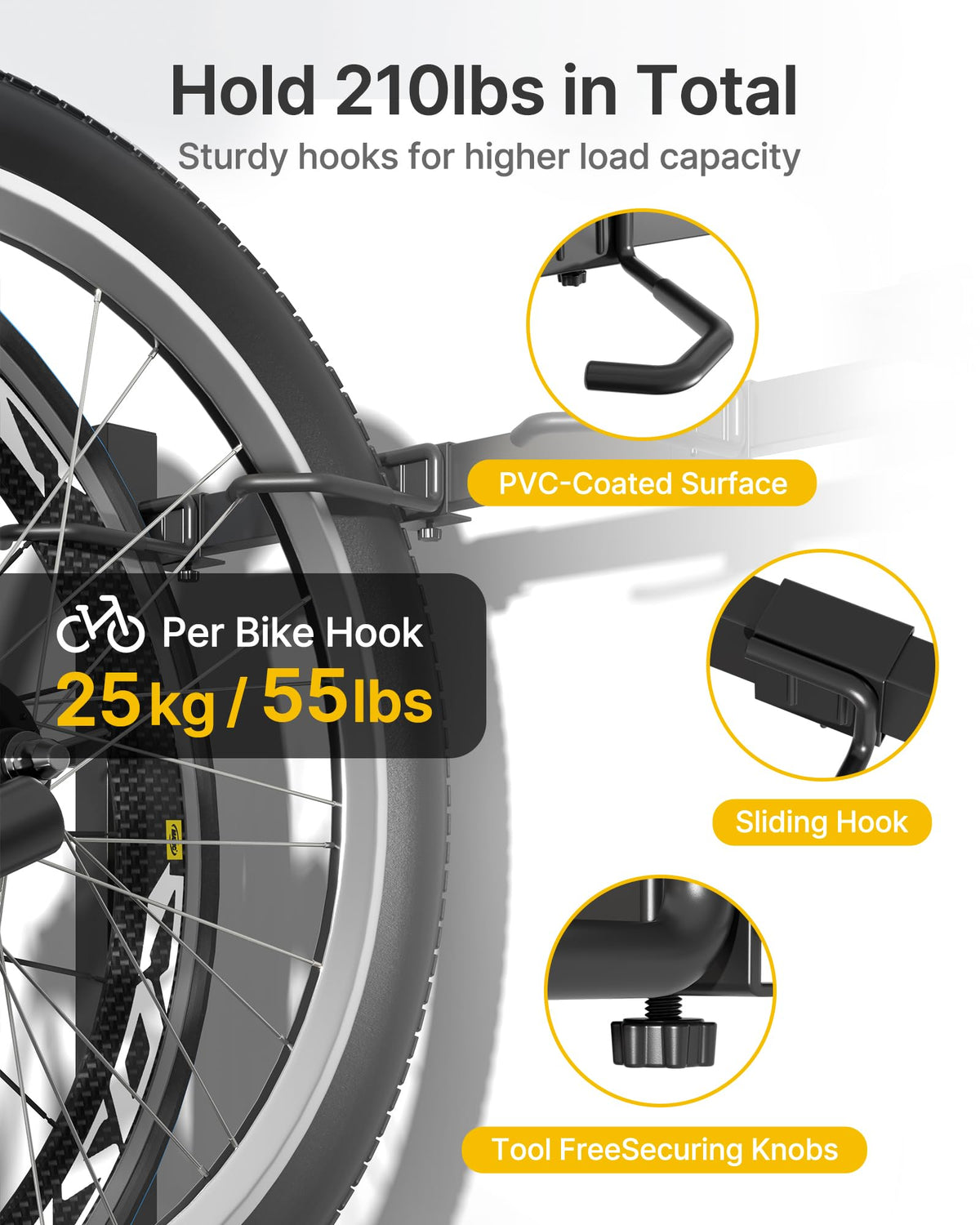 Freestanding Bike Storage Rack with Wheels for 3 Bikes M160060