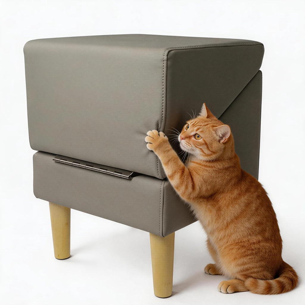 Foldable Dog Cat Stair Ramp Solid Wood Ottoman 18in H L631