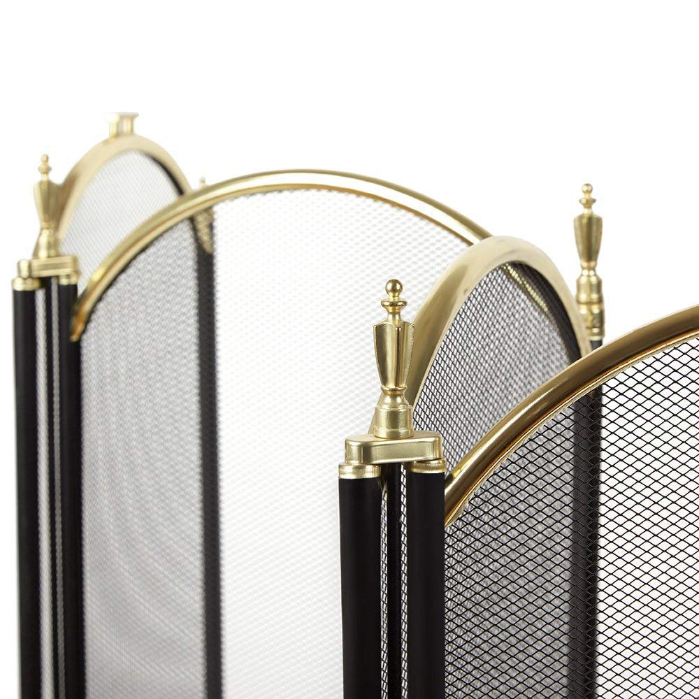 Large Gold 4 Panel Wrought Iron Fireplace Screen Z5477