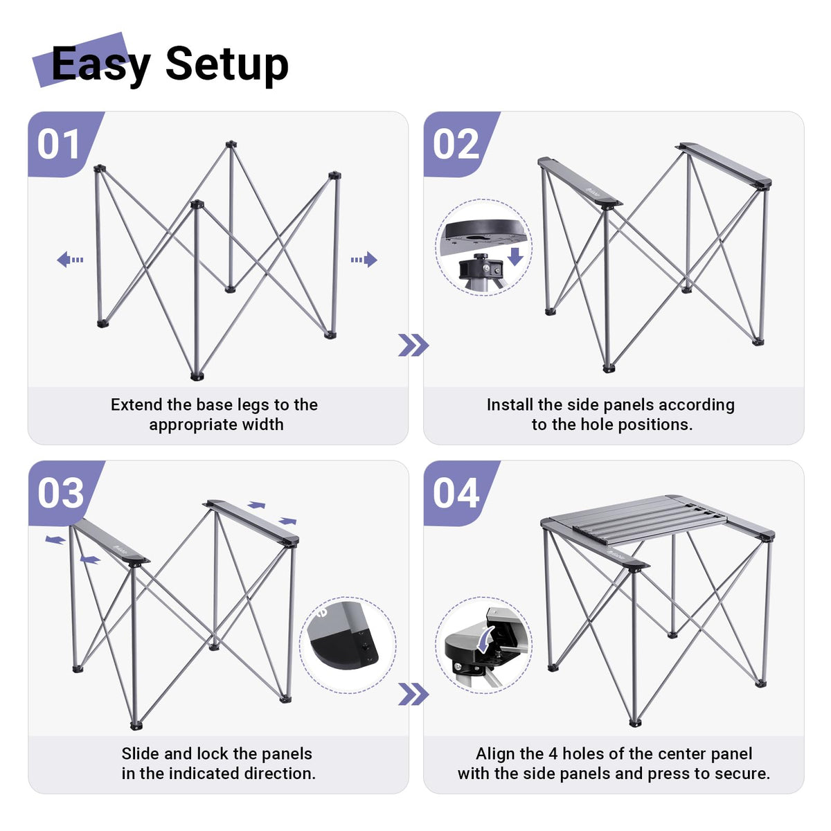 Camping Square Folding Aluminum Table L578536