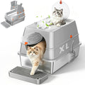 XL Stainless Steel Litter Box with Lid H119633