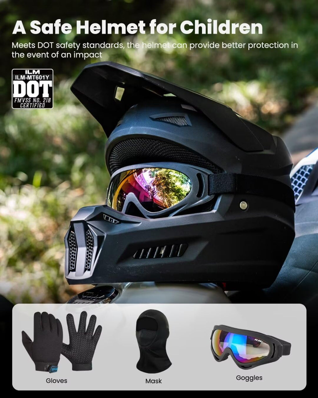 Kids Youth Full Face Dirt Bike Helmet J804