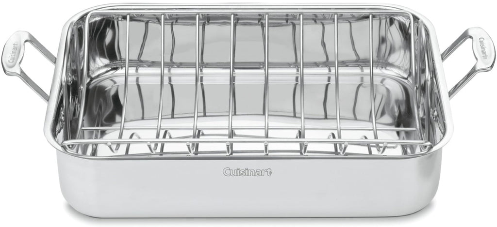 16-Inch Induction Compatible Stainless Steel Roasting Pan with Rack H877
