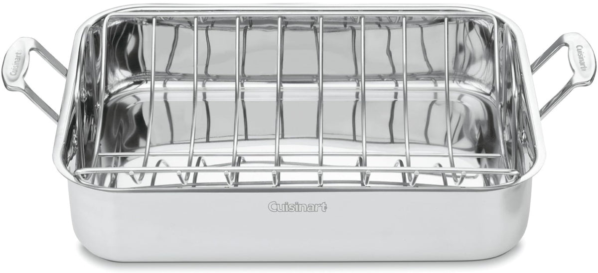 16-Inch Induction Compatible Stainless Steel Roasting Pan with Rack H877