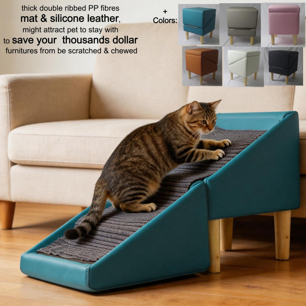 Foldable Dog Cat Stair Ramp Solid Wood Ottoman 18in H L631