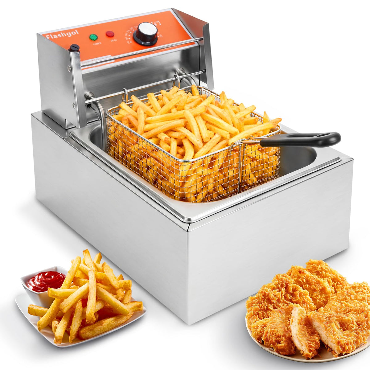 1700W 12L Stainless Steel Electric Deep Fryer with Basket and Lid M246