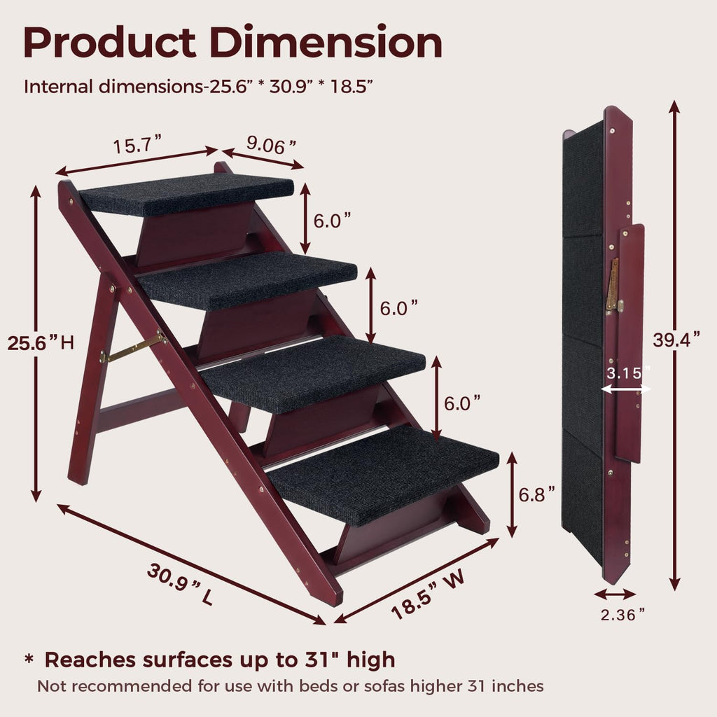 Foldable 4 Steps Wooden Dog Stairs G654
