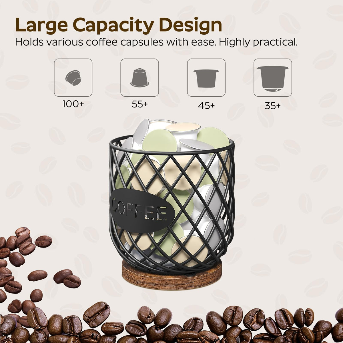 Compatible with K Cup & Nespresso Vertuo Pods Coffee Pod Holder Organizer Y83557