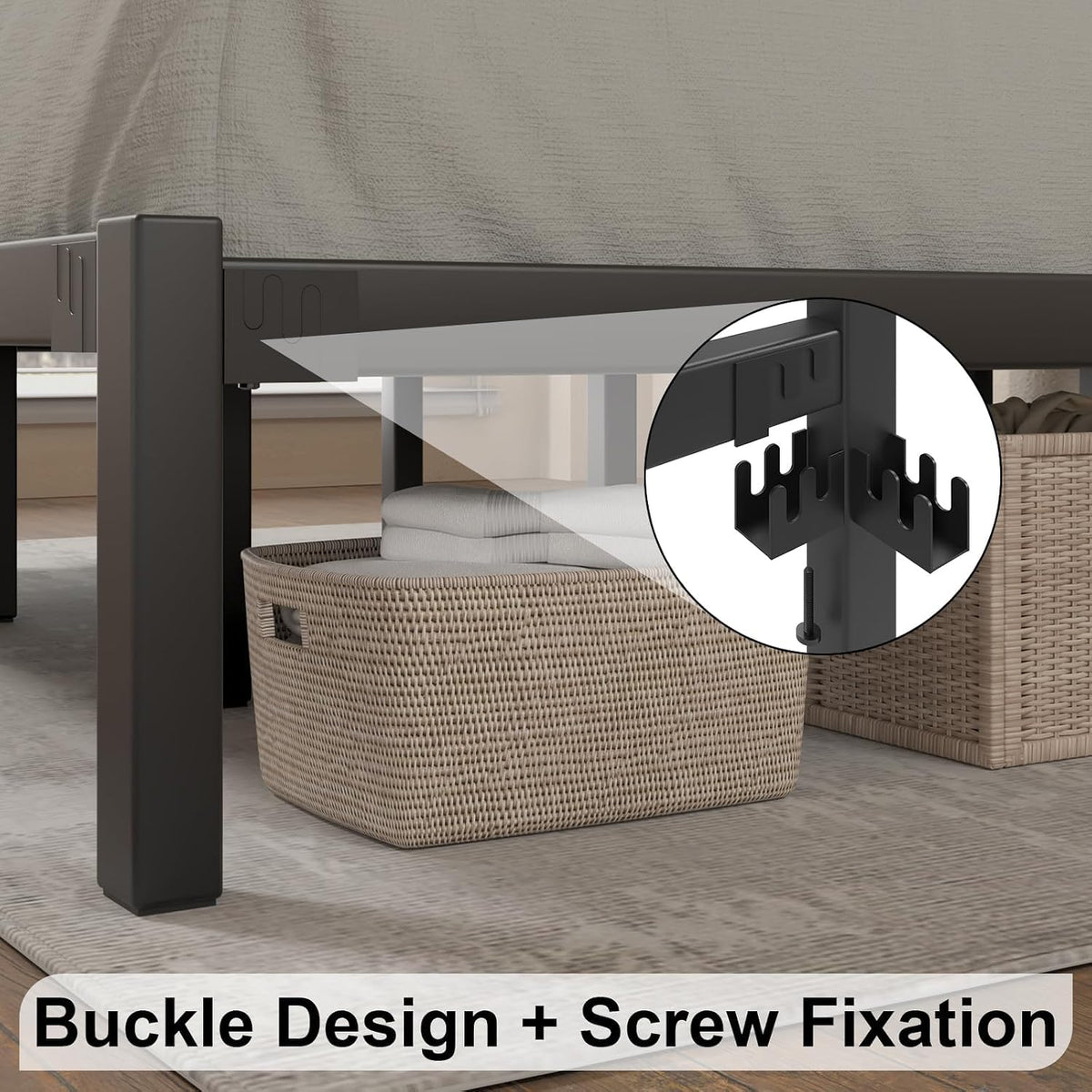 Queen Metal Platform Bed Frame with Headboard U8524