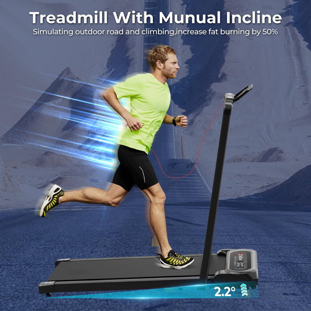 2 in 1 Folding Treadmill with Handle Bar G859277