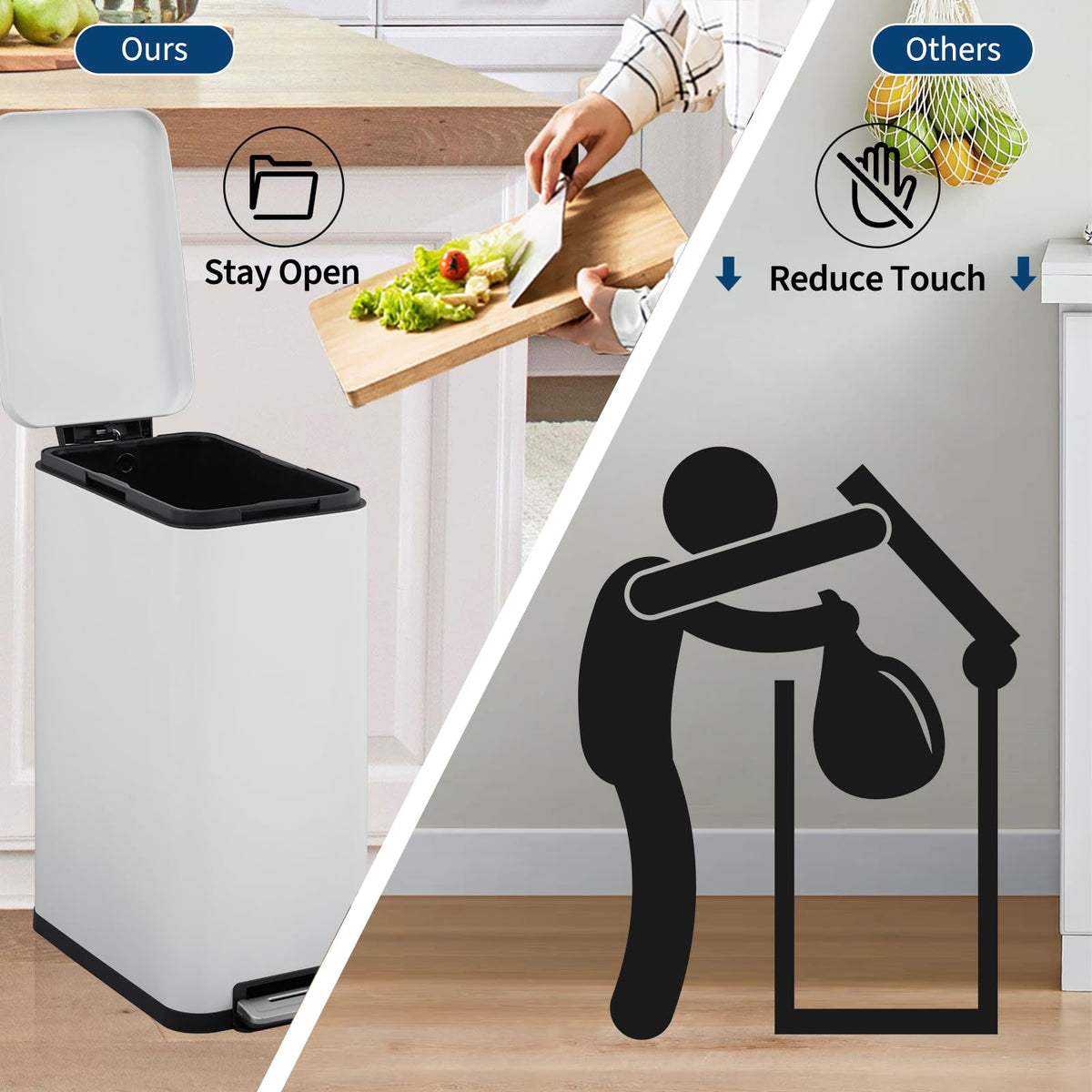 13.2 gal Stainless Steel Step Trash Can F8703