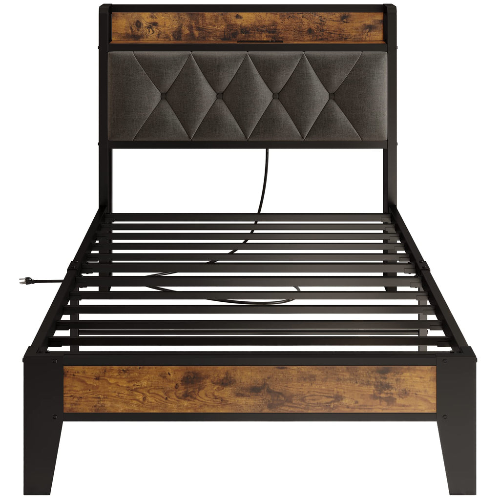 Twin Bed Frame with Storage Headboard M173