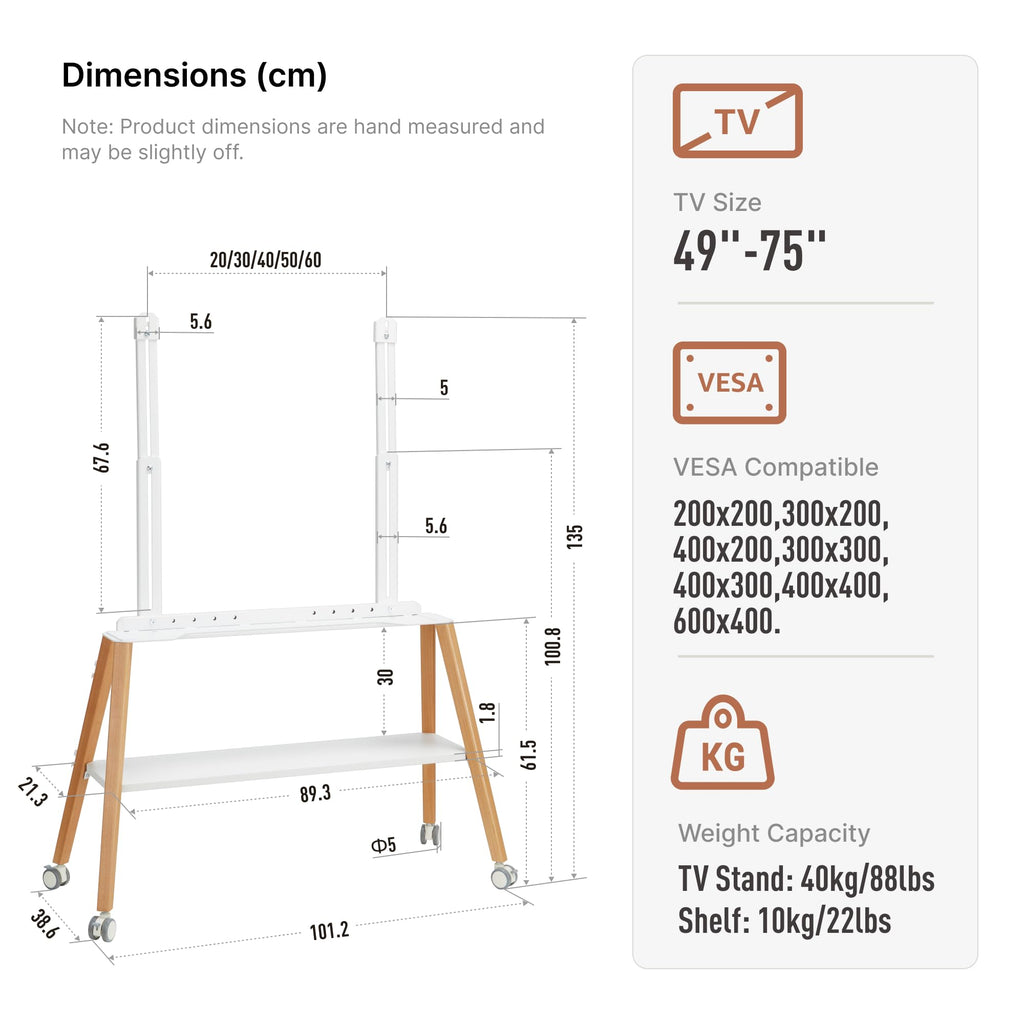 White Rolling Easel TV Stand U21472