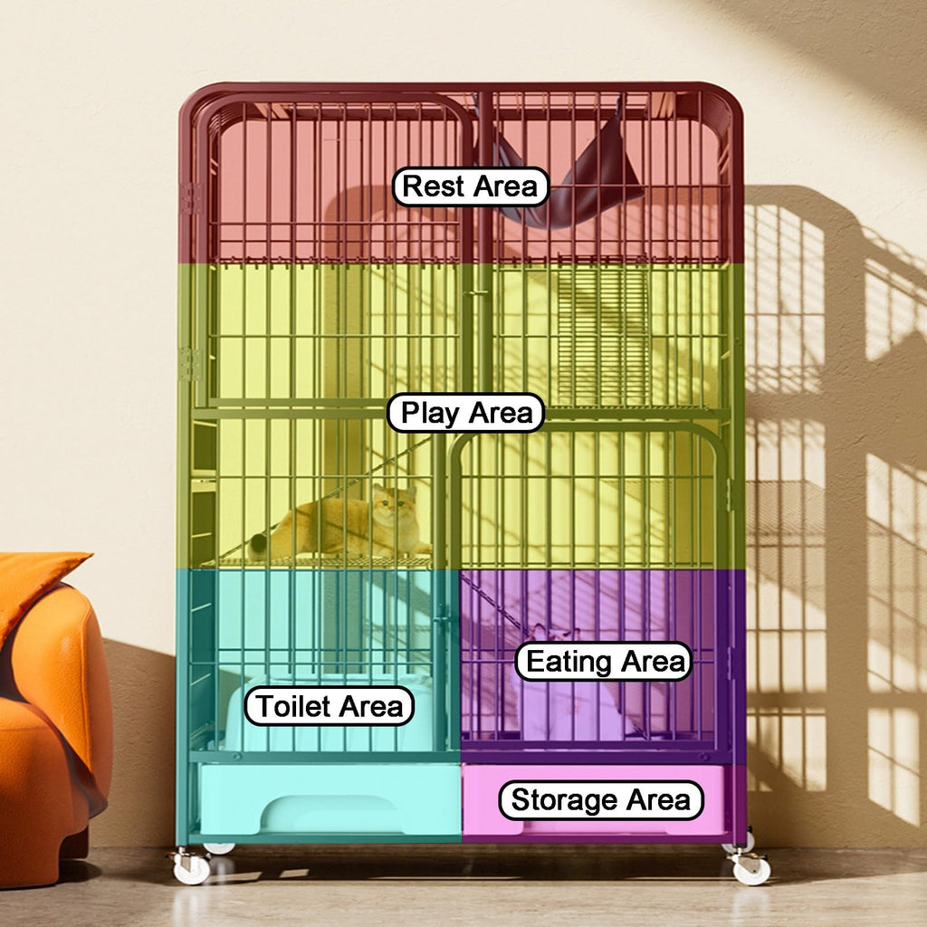 4-Tier Metal Cat Cage with Litter Box and Hammock U714