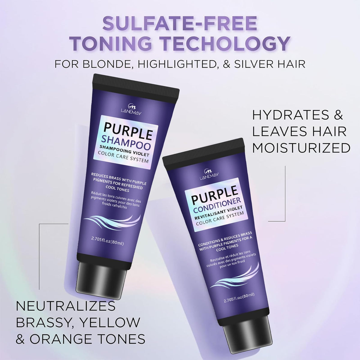 SLS Free Unscented Brass Reducing Shampoo and Conditioner Set 5.29 oz 2 Piece V2353
