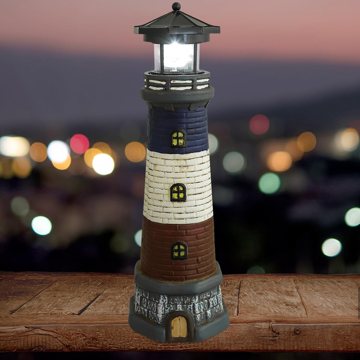 Solar Garden Lighthouse Statue 14.76In Waterproof P564243