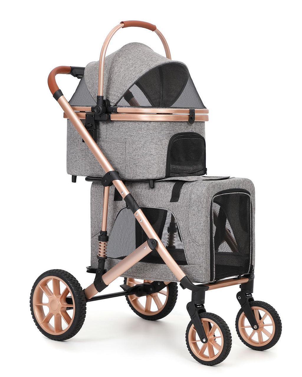 Double Pet Stroller with 2 Detachable Carriers T783479