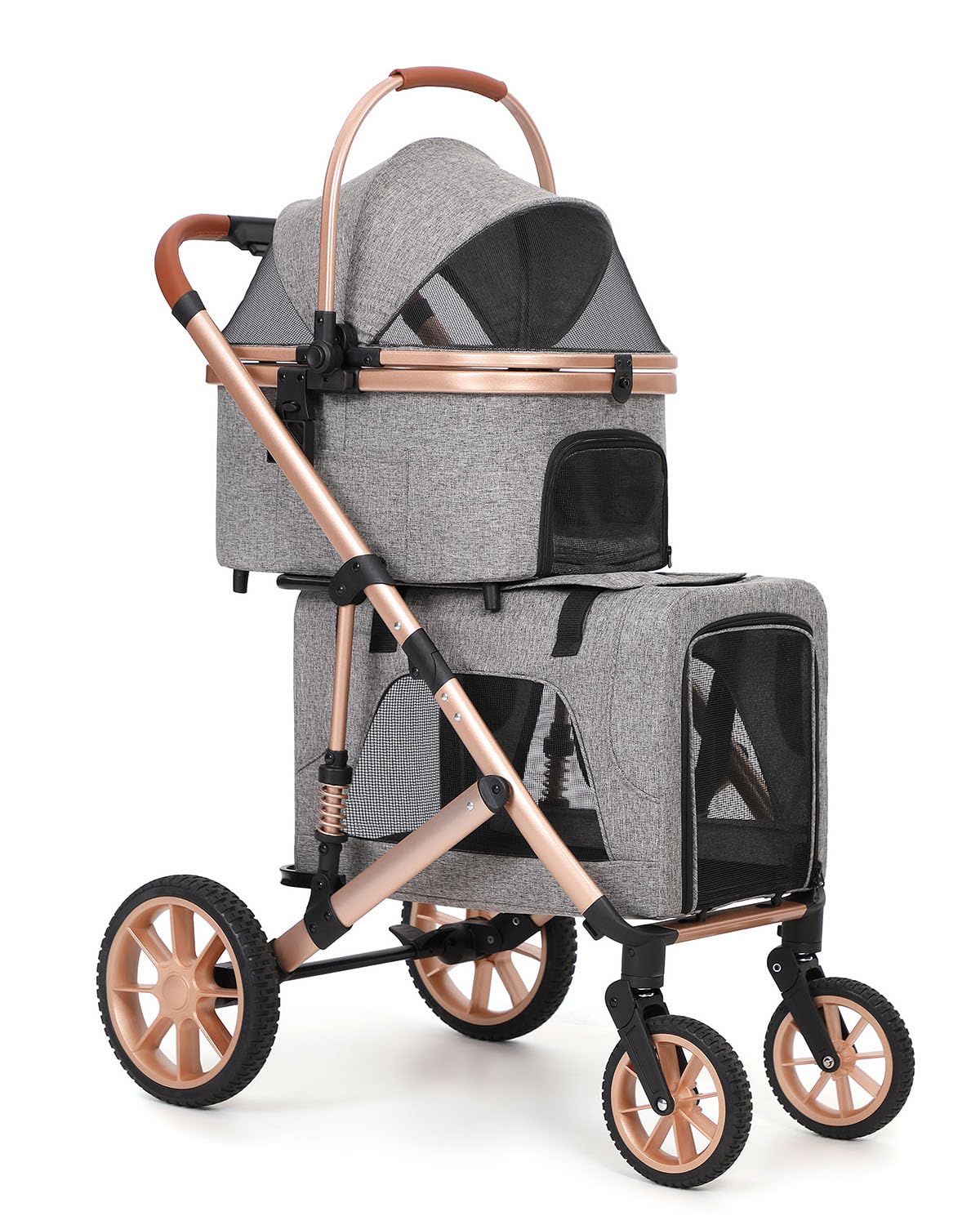 Double Pet Stroller with 2 Detachable Carriers T783479