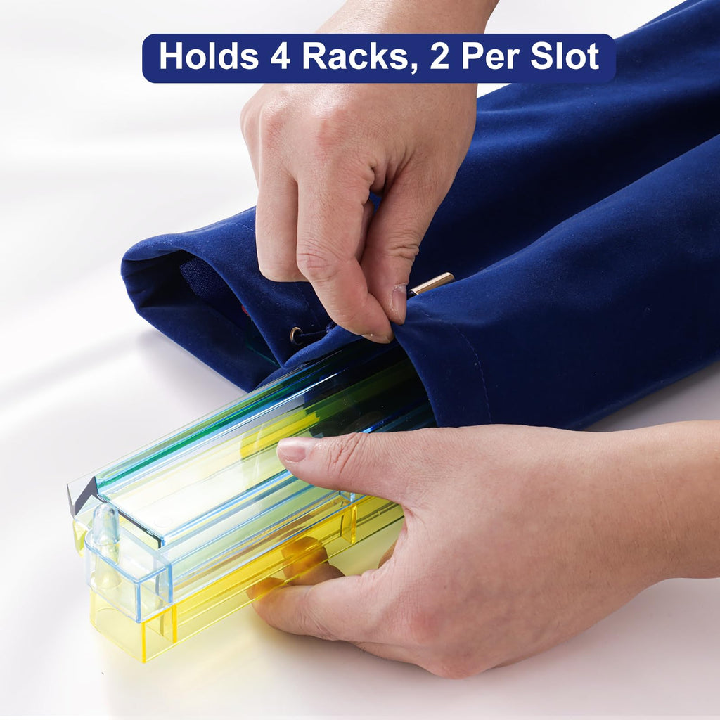 Blue Velvet Drawstring Storage Bag with 2 Compartments U7284