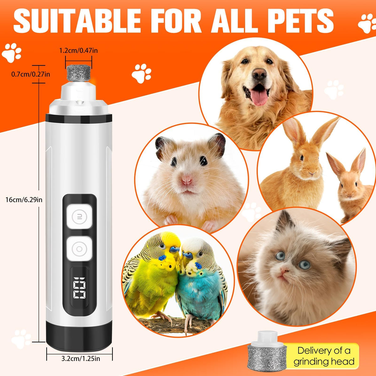 Ultra Quiet Electric Pet Nail Clippers with LED Lights R924