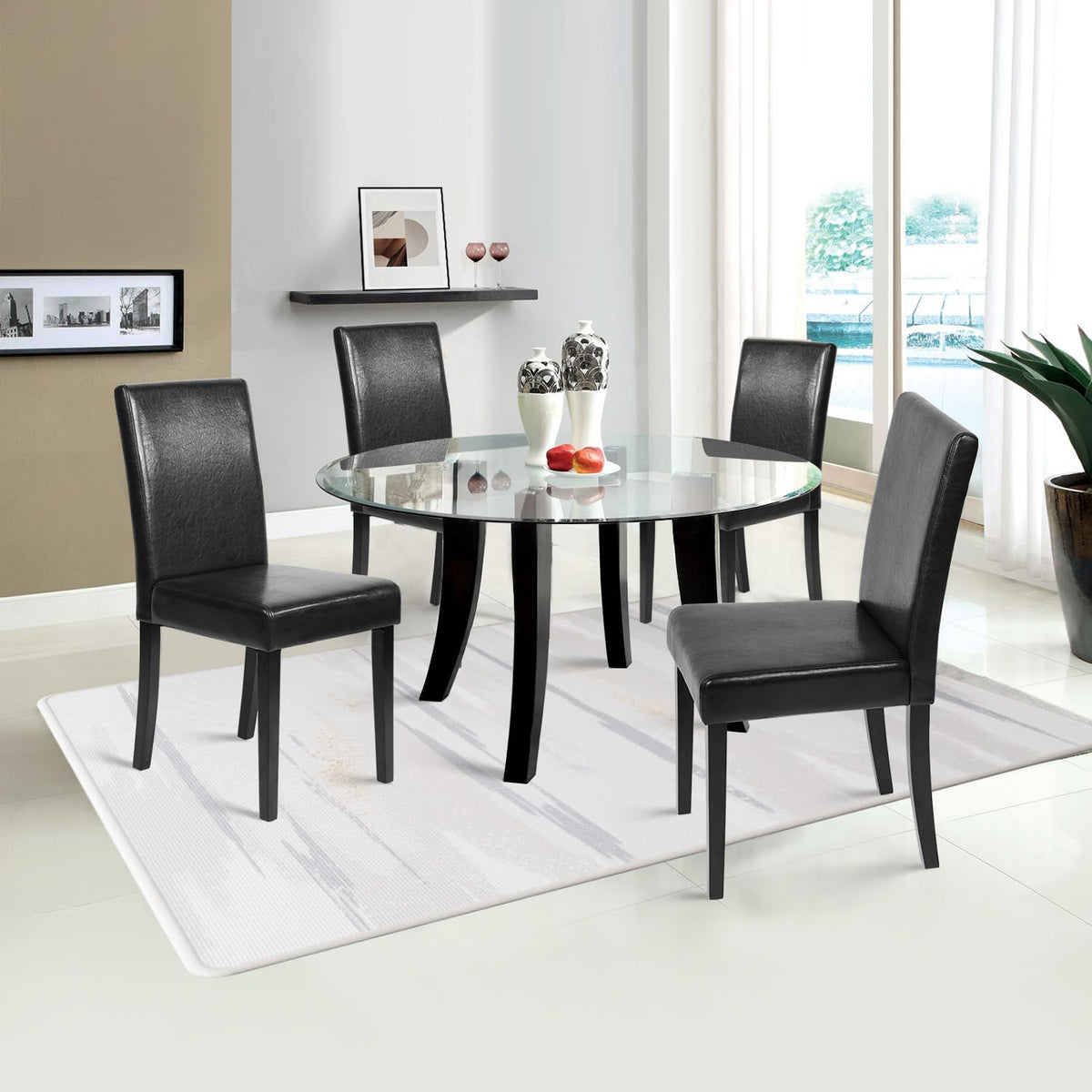 Black Set of 4 Upholstered Dining Chairs R69032