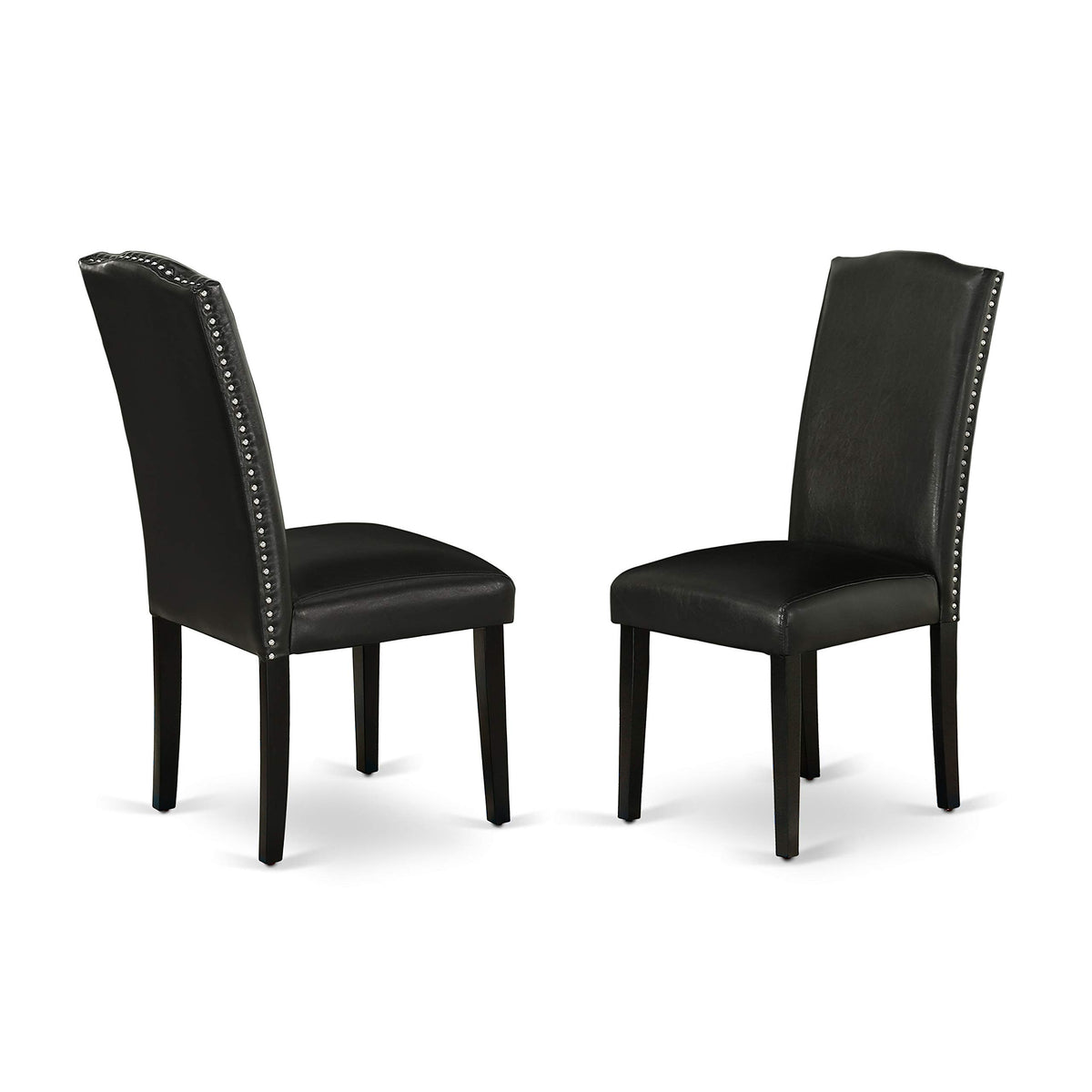 5 Piece Round Dining Table Set with 4 Black Faux Leather Chairs Q789577