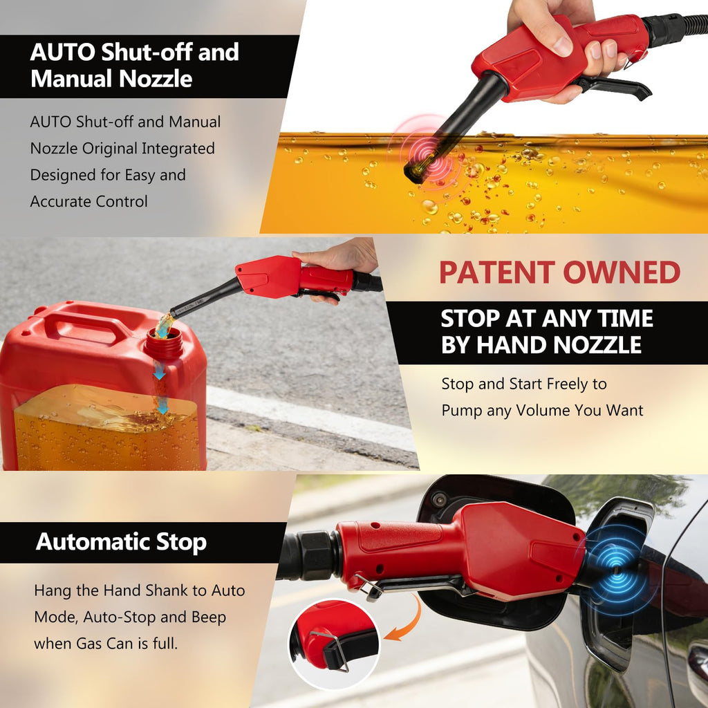 Cordless Gas Pump with Auto-Stop & Hand Nozzle, 51" Hose K60259