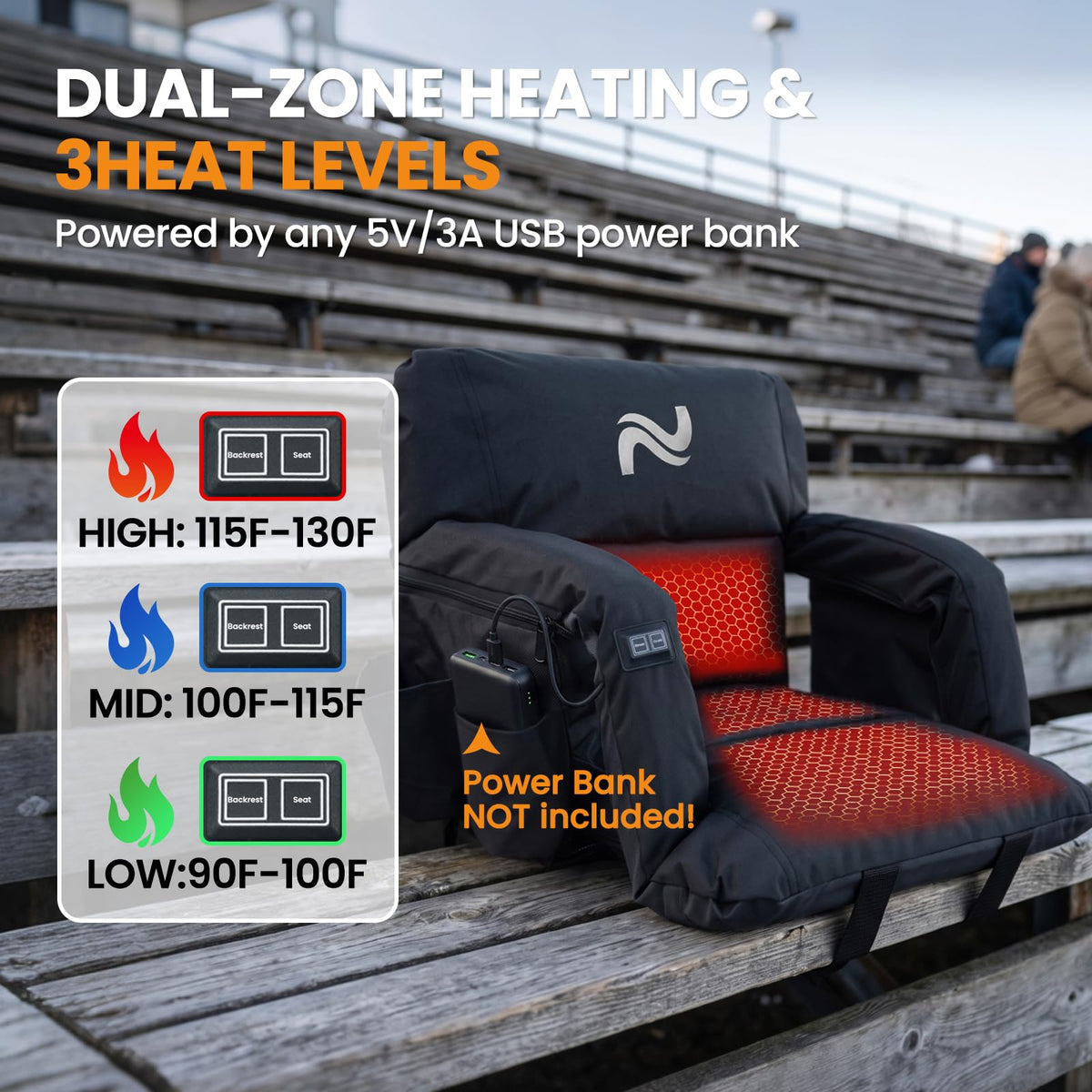 2 Pack Extra Thick Heated Stadium Seats O555