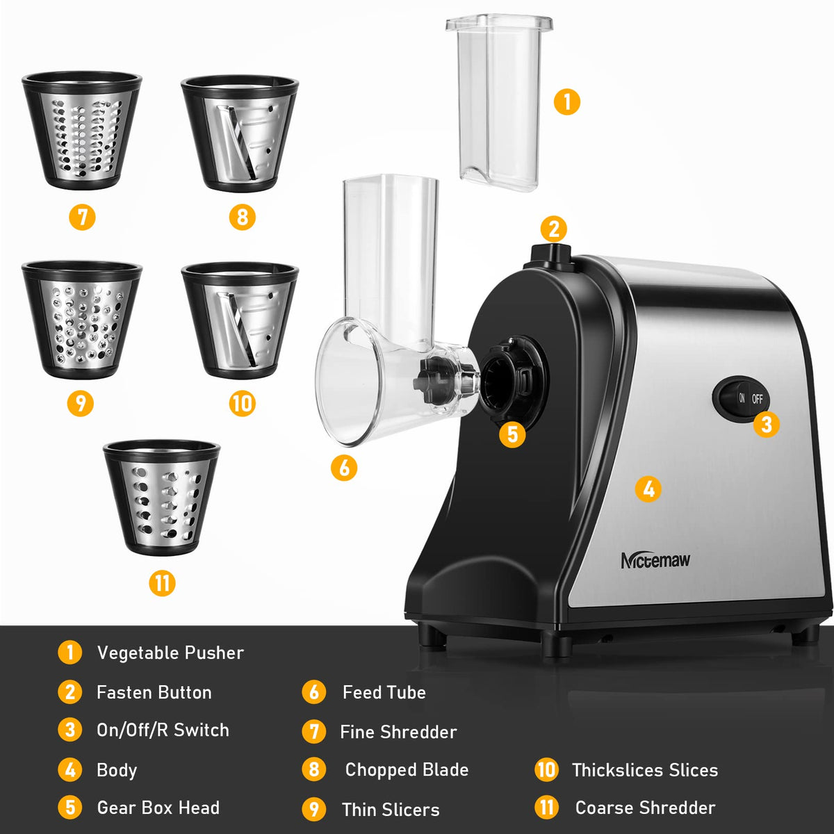 Electric Vegetable Cutter 500 W with 5 Cutting Drums P63504