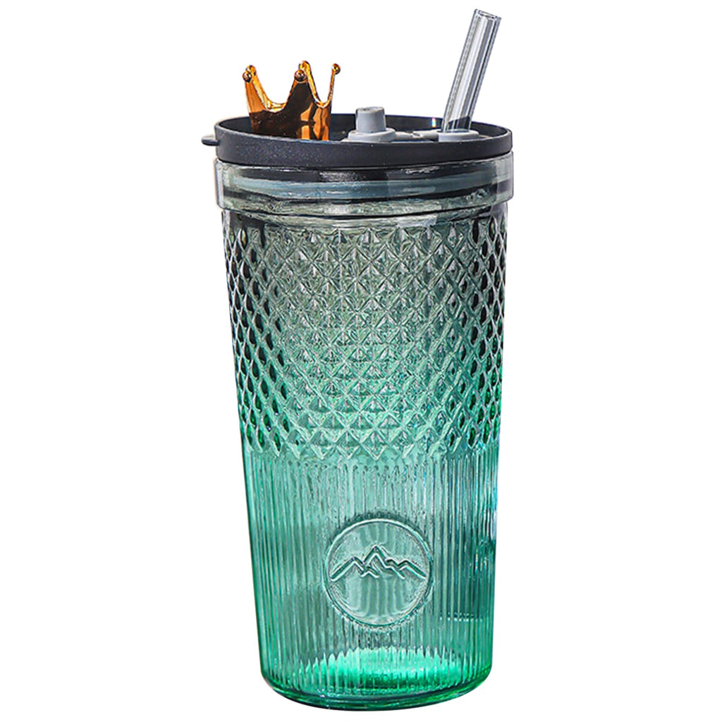 20Oz Glass Tumbler with Straw and Lid B7681