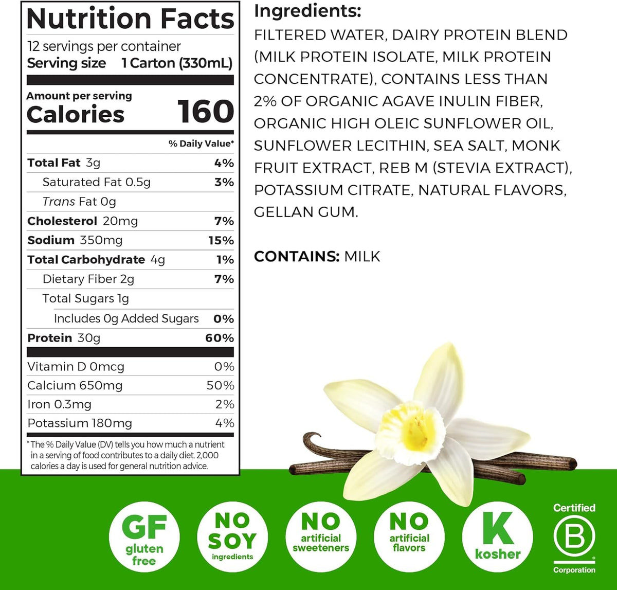 30g High Protein Shake Chocolate Fudge & Vanilla Bean 11 Fl Oz 2 Pack of 12 C40692