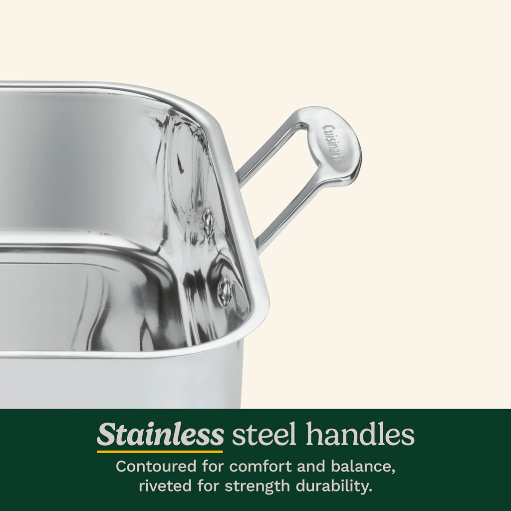 16-Inch Induction Compatible Stainless Steel Roasting Pan with Rack H877