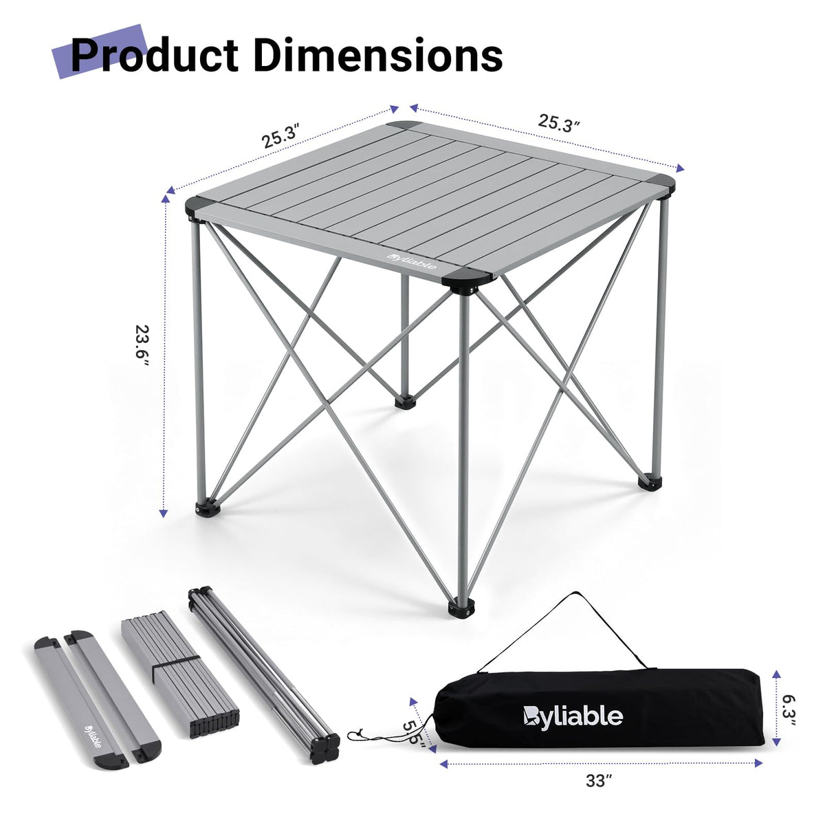 Camping Square Folding Aluminum Table L578536