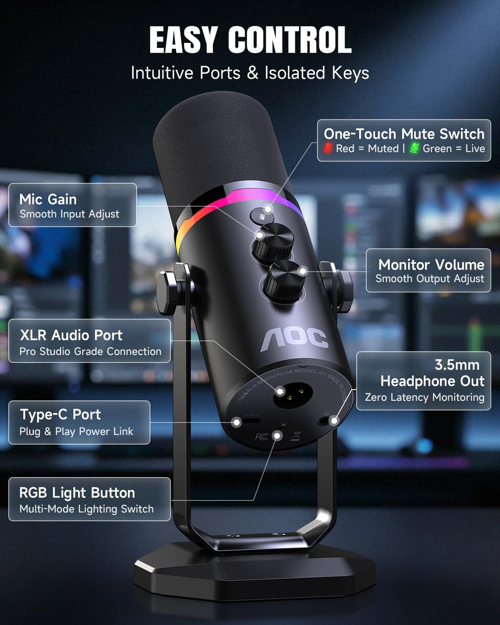 USB/XLR Dynamic Microphone with Desk Stand E59180