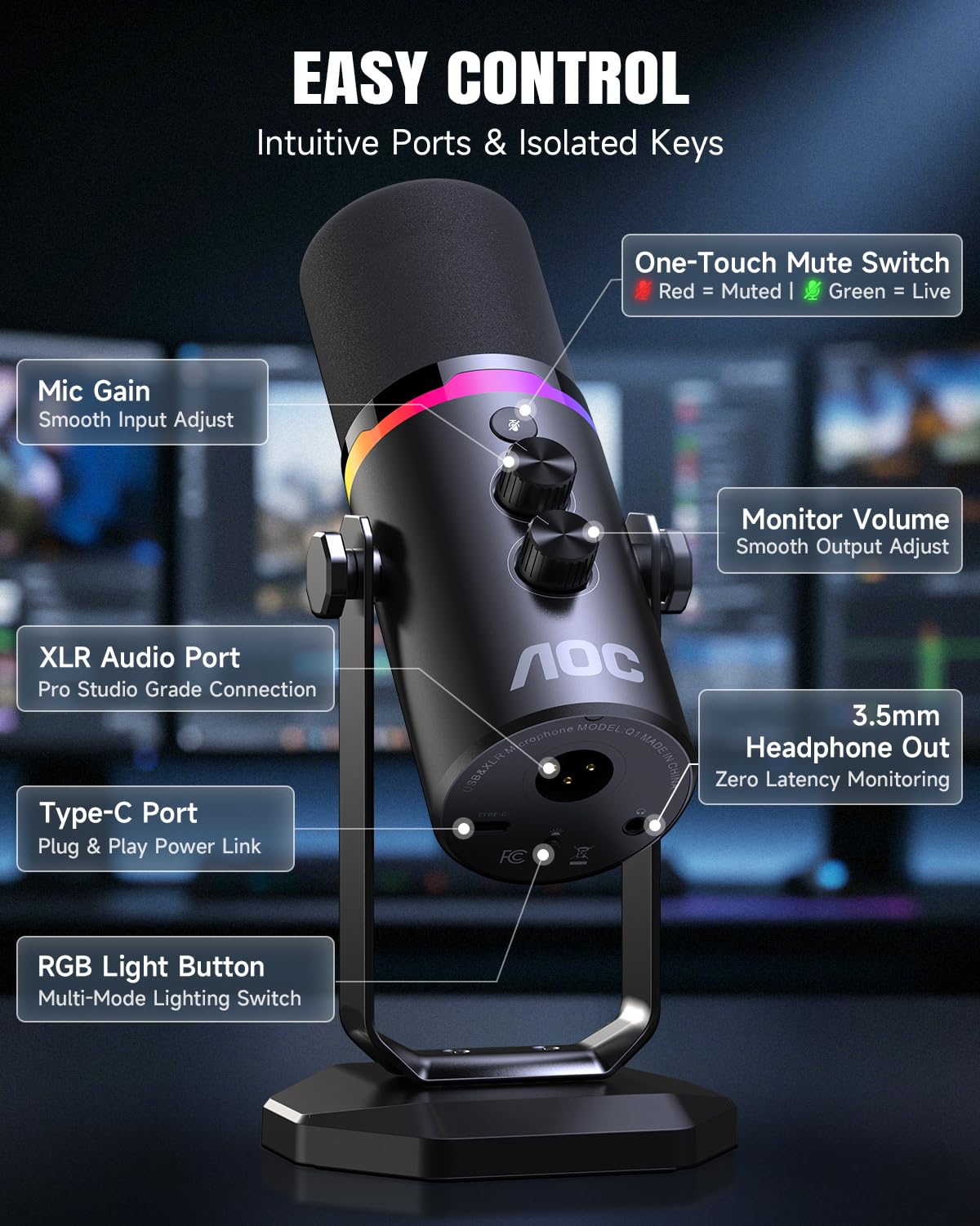 USB/XLR Dynamic Microphone with Desk Stand E59180