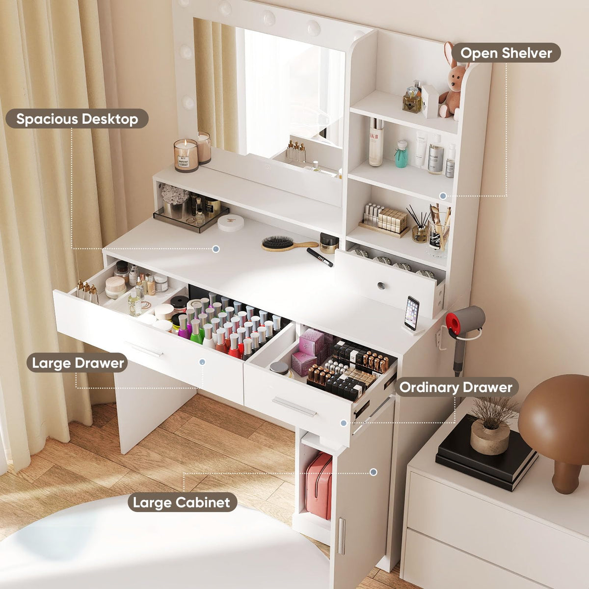 Makeup Vanity Desk with Mirror and Lights M7565