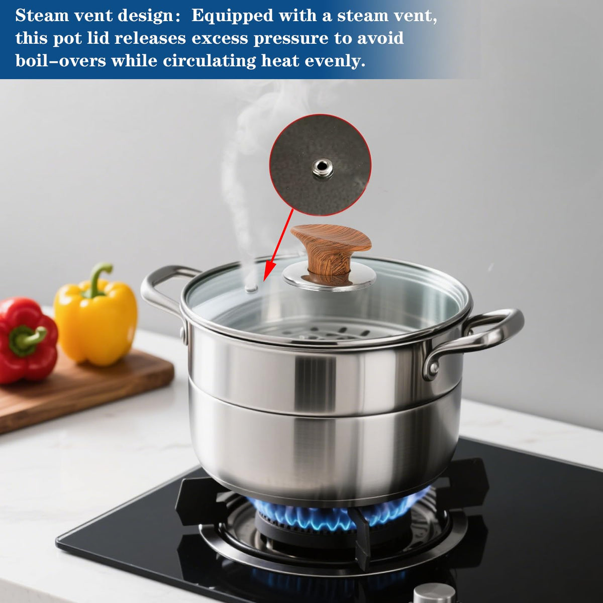 9.5 Inch Glass Lid with Knob I4985