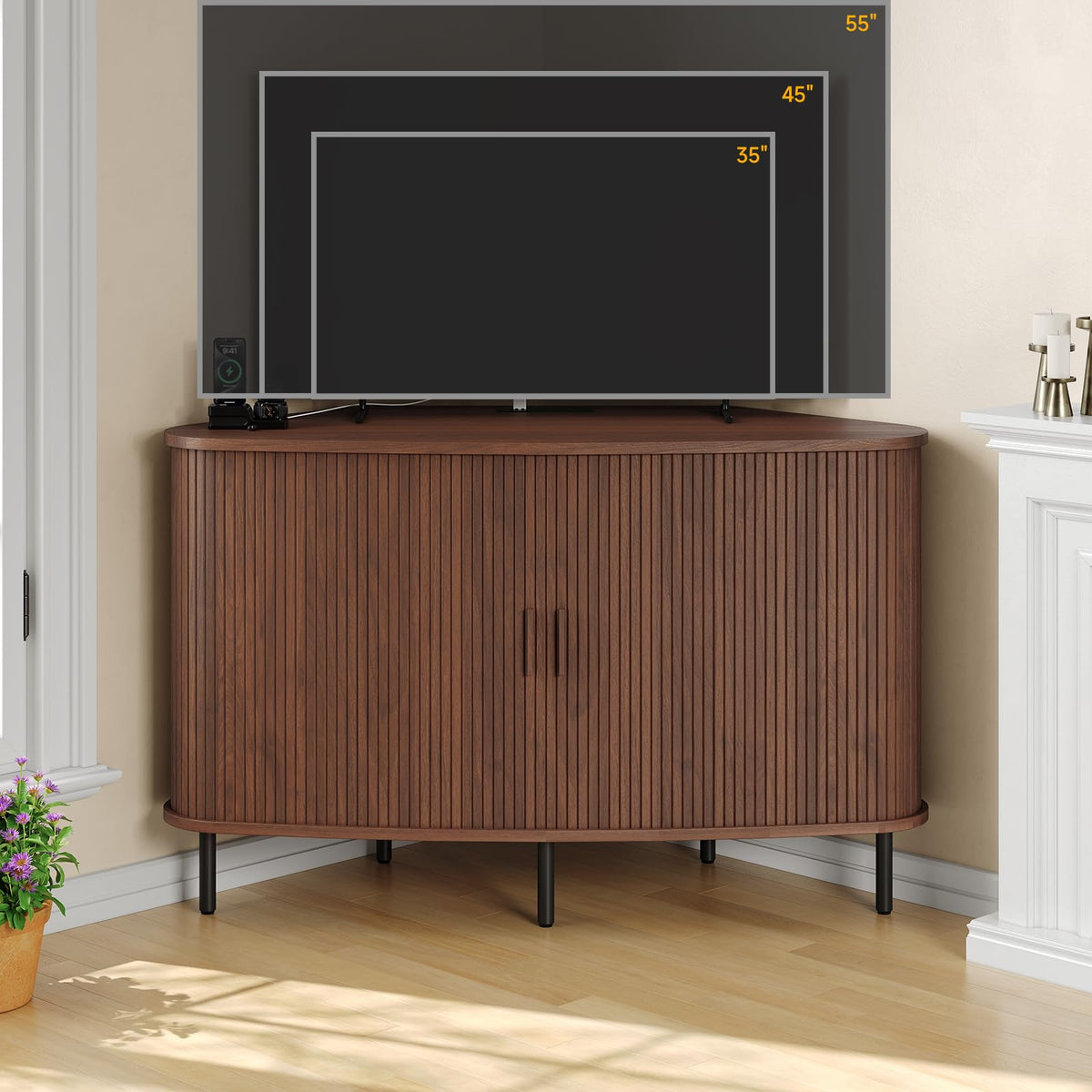 47 Inch Walnut Corner TV Stand M998158