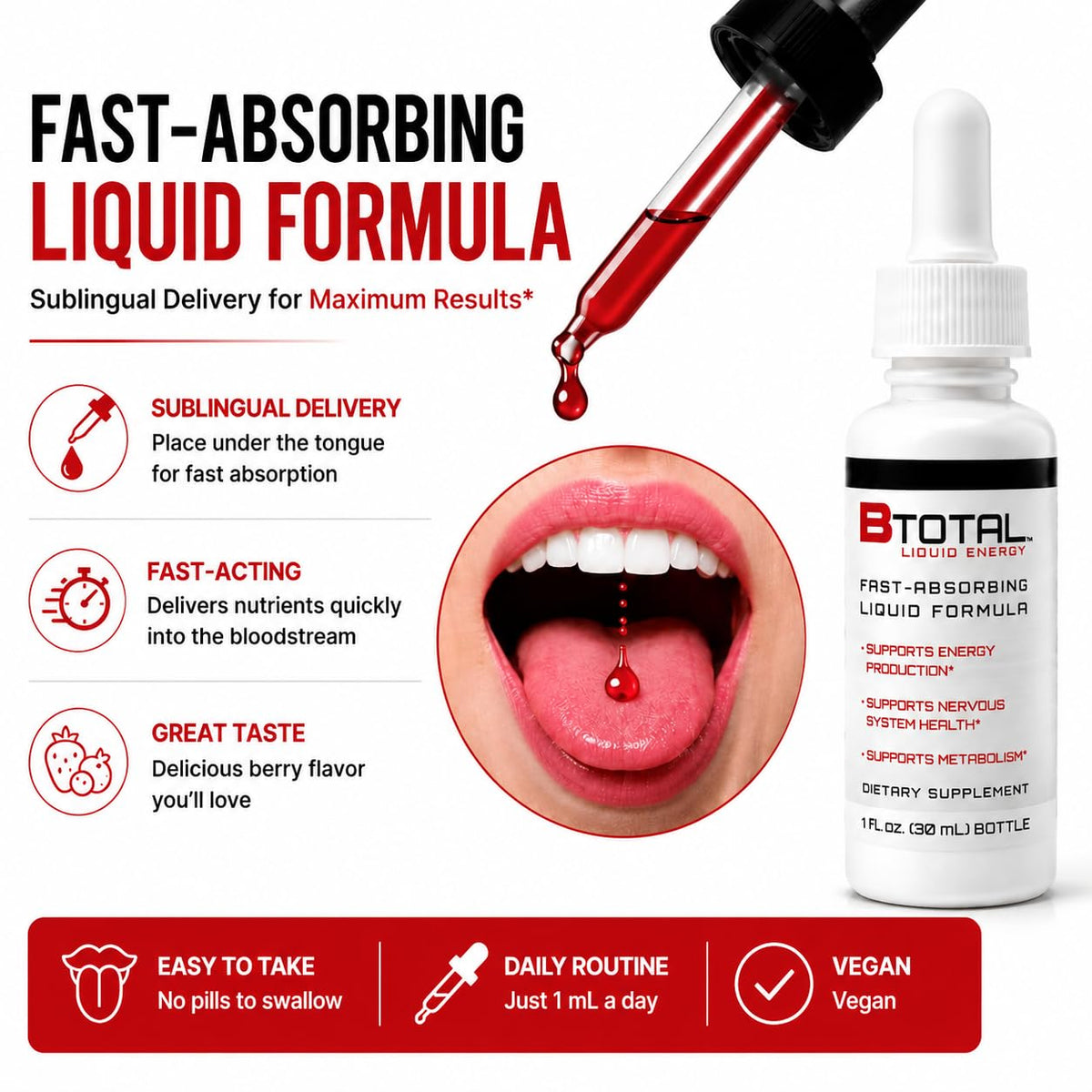 Berry 2 fl oz Sublingual Vitamin B Complex Liquid Drops D19322