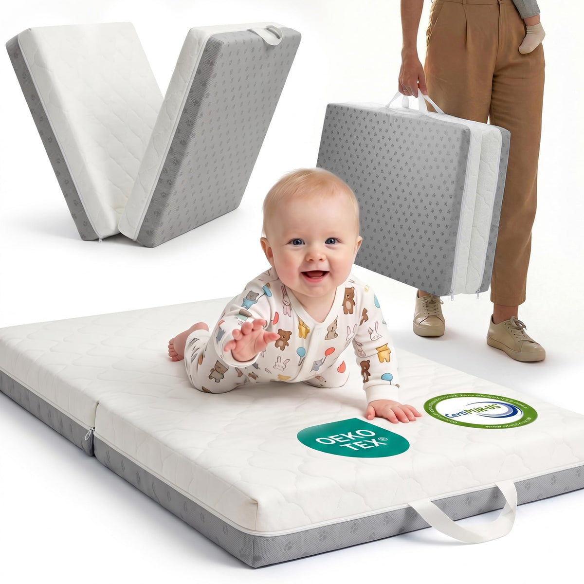 Pack and Play Mattress Pad Bi-Fold Memory Foam P1187