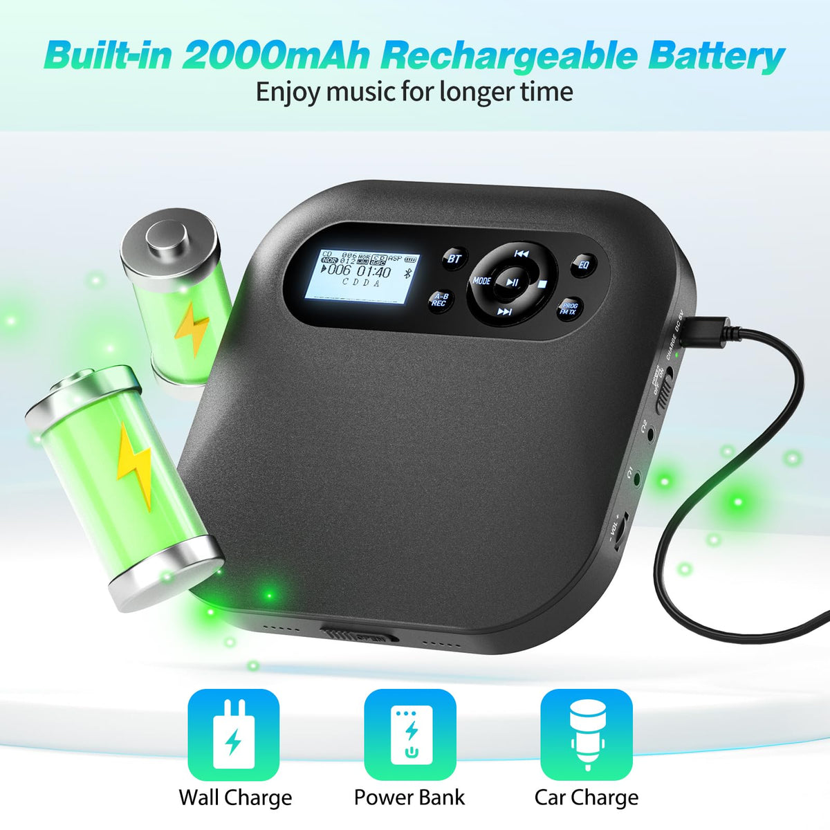 Portable CD Player with Bluetooth M3814