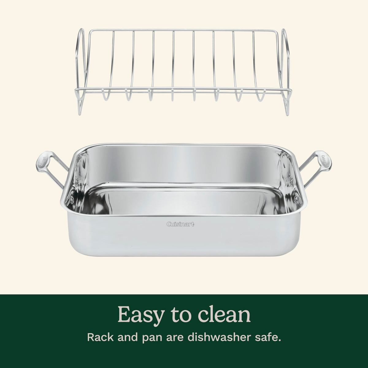 16-Inch Induction Compatible Stainless Steel Roasting Pan with Rack H877