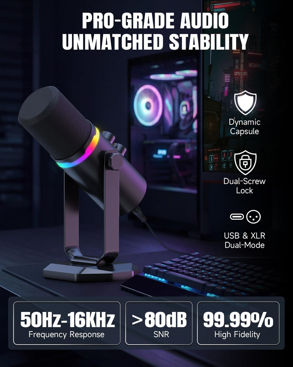 USB/XLR Dynamic Microphone with Desk Stand E59180